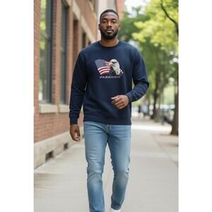 Croft and Barrow Pullover Sweat Shirt Small Embroidered American Eagle & Flag